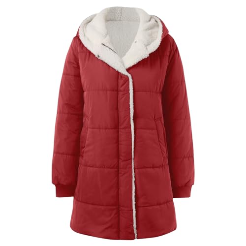 Winter Coat Sherpa Lined Hooded Thick Winter Padded Puffer Coat