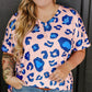 Rose Leopard Print V Neck Plus Size Tee