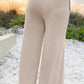 Beige Smocked High Waist Wide Leg Plus Size Pants