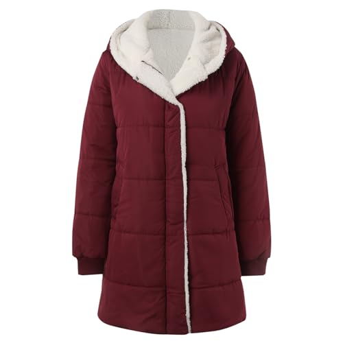 Winter Coat Sherpa Lined Hooded Thick Winter Padded Puffer Coat