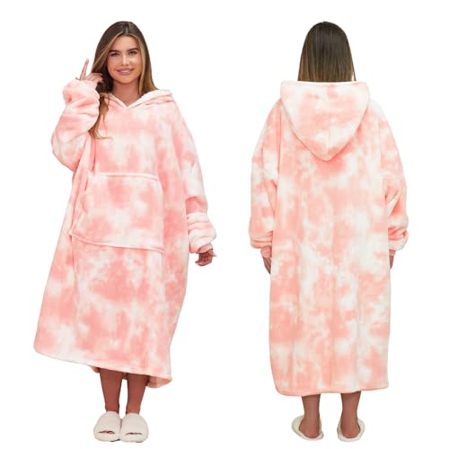 Extra-Long Tie Dye Oversized Hoodie Blanket Soft Sherpa Fleece