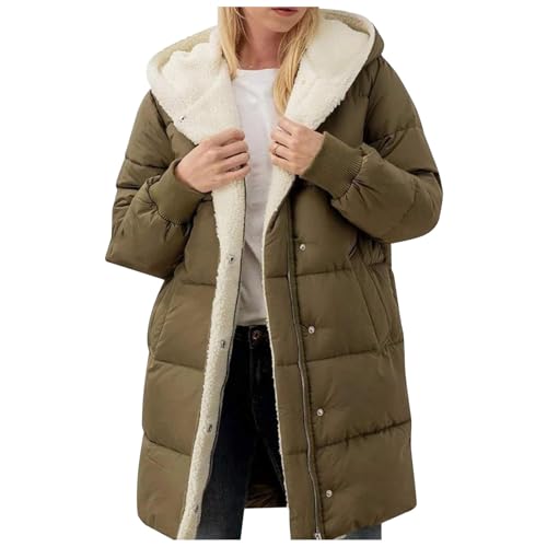 Winter Coat Sherpa Lined Hooded Thick Winter Padded Puffer Coat