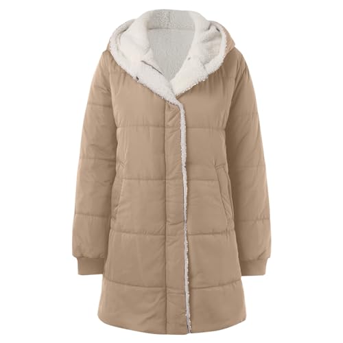 Winter Coat Sherpa Lined Hooded Thick Winter Padded Puffer Coat