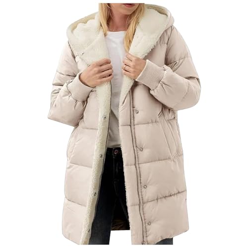 Winter Coat Sherpa Lined Hooded Thick Winter Padded Puffer Coat