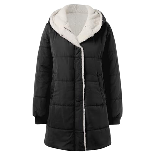 Winter Coat Sherpa Lined Hooded Thick Winter Padded Puffer Coat