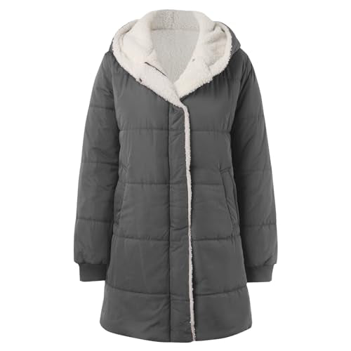 Winter Coat Sherpa Lined Hooded Thick Winter Padded Puffer Coat