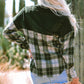 Blackish Green Snap Buttons Colourblock Plaid Shacket