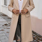 Dark Khaki Single Breasted Lapel Collar Flap Pocketed Overcoat