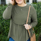 Mist Green Plus Size Thermal Knitted Babydoll Flare Top