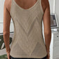 Parchment Chevron Pointelle Knit Spaghetti Straps Sweater Vest