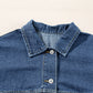 Dark Blue Washed Oversize Pocketed Denim Jacket