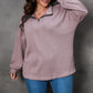 Plus Size Textured Knit Zip Neck Pullover