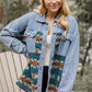 Blue Aztec Printed Denim Jacket