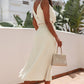 Apricot V Neck Sleeveless Maxi Dress with Elastic Belt