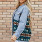 Blue Aztec Printed Denim Jacket