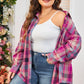 Rose Stripe Plus Size Checkered Print Button up Shirt