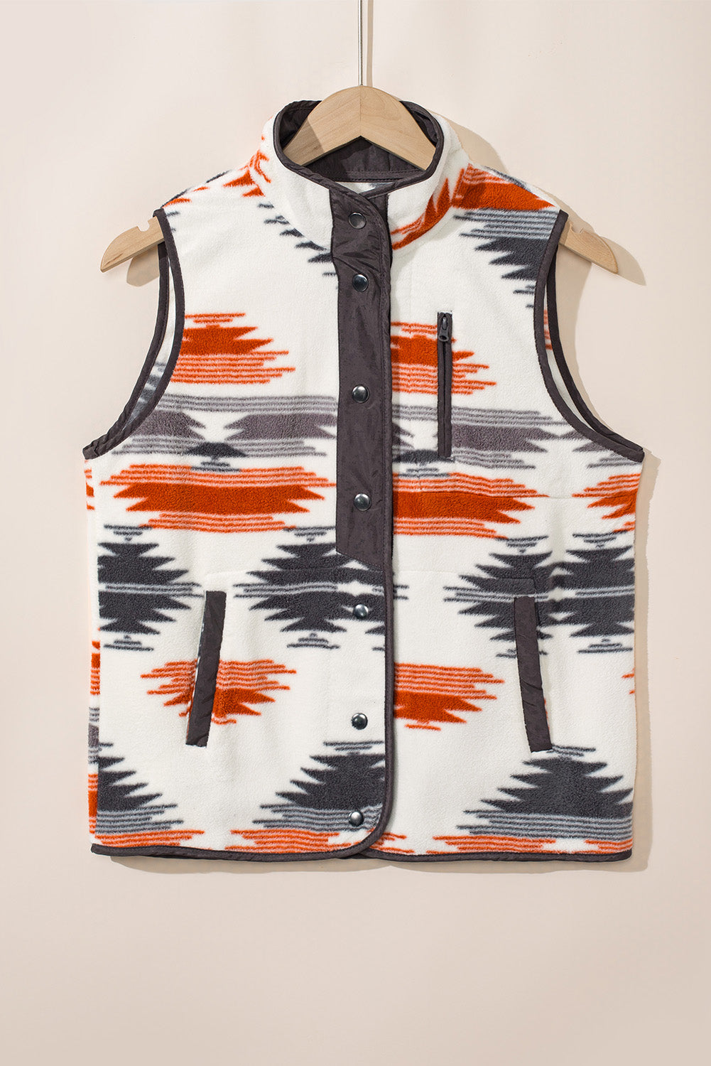 Multicolour Fuzzy Aztec Western Fashion Sleeveless Jacket