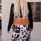 Black Western Pattern Cow Patchwork Open Front Cardigan