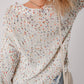 White Colorful Confetti Distressed Knit Sweater