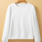 White Textured Puff Long Sleeve Round Neck Top