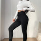 Black Solid Drawstring Waist Thermal Lined Leggings