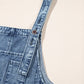 Stone Blue Distressed Bib Pocket Wide Leg Denim Overall