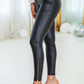 Black Faux Leather Zipped Detail Leggings