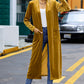 Yellow Velvet Open Front Pocketed Long Duster