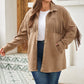 Khaki Fringe Trim Plus Size Suede Shacket