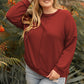 Gold Flame Exposed Seam Detail Waffle Knit Plus Size Top