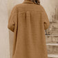 Khaki Contrast Flap Pocket Single Breasted Teddy Coat