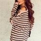 Striped Print Dropped Shoulder Loose Sleeve Sweater