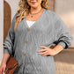 Apricot Plus Size Knitted Hollow out Button up Cardigan