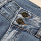 Dusk Blue Vintage Light Wash Ripped Raw Edge Flare Jeans