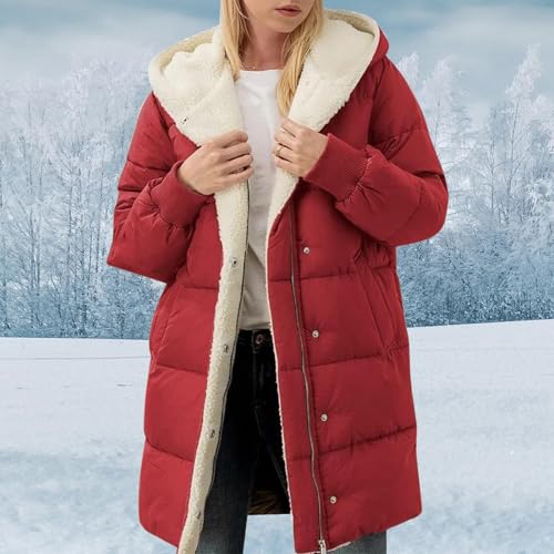 Winter Coat Sherpa Lined Hooded Thick Winter Padded Puffer Coat