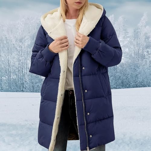 Winter Coat Sherpa Lined Hooded Thick Winter Padded Puffer Coat