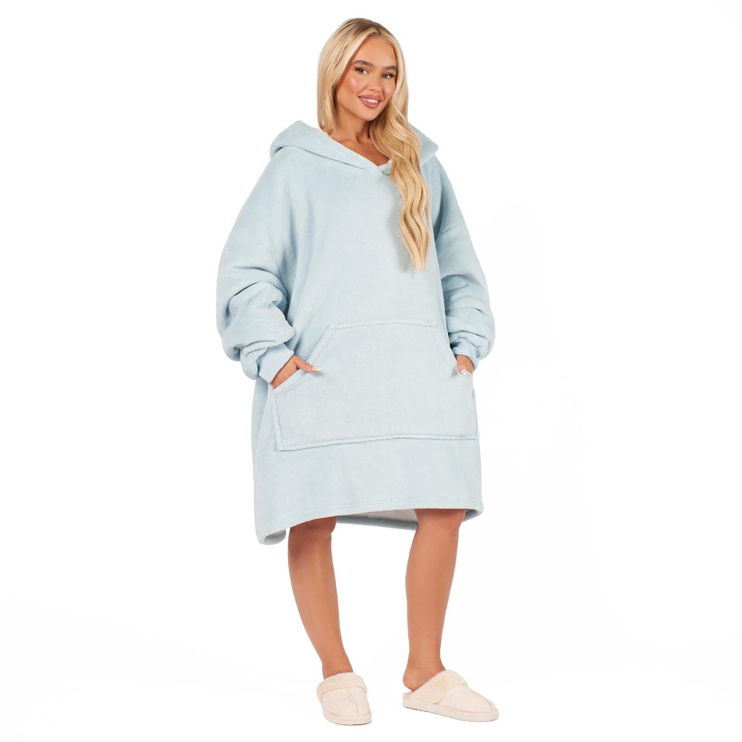 Oversized Hooded Blanket with Ultra Soft Sherpa Lining