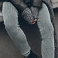 Dark Grey Vintage Wash Ribbed Leggings