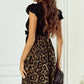 Black Flutter Sleeve Bodice Splicing Leopard Print Dress