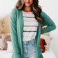 Coffee  Solid Textured Open Front Cardigan with Pocket