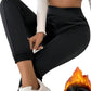 Black Crossed Waist Seamed Leg Thermal Leggings