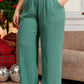 Smoke Green Plus Size Textured Frayed Edge Wide Leg Pants