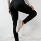 Black Crossed Waist Seamed Leg Thermal Leggings