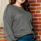 Black Plus Size Exposed Seam Crinkle Patchwork Top