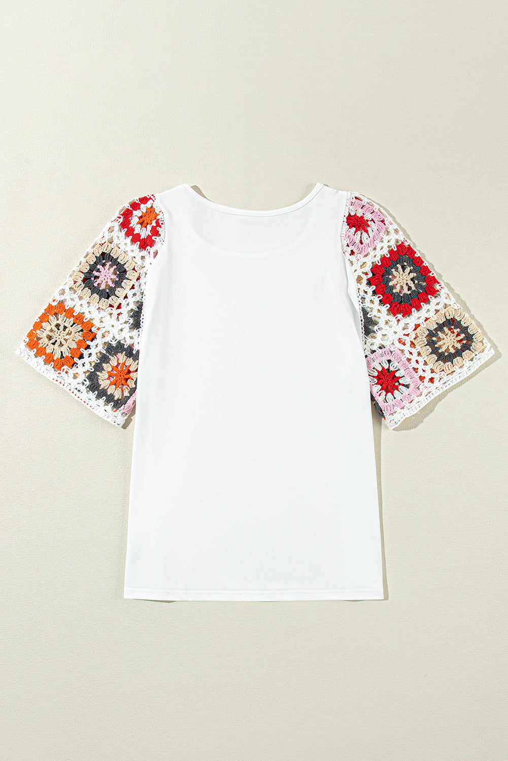 Turquoise Floral Crochet Short Sleeve Top - BB Fashion Outlet