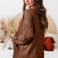 Coffee  Solid Textured Open Front Cardigan with Pocket