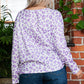 Purple Leopard Print Boat Neck Drop Shoulder Waffle Knit Plus Size Top