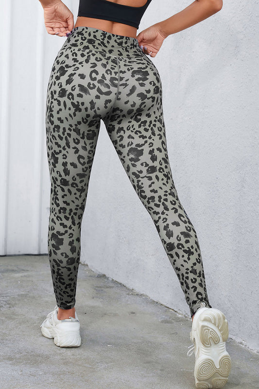 Grey Classic Leopard Print Active Leggings