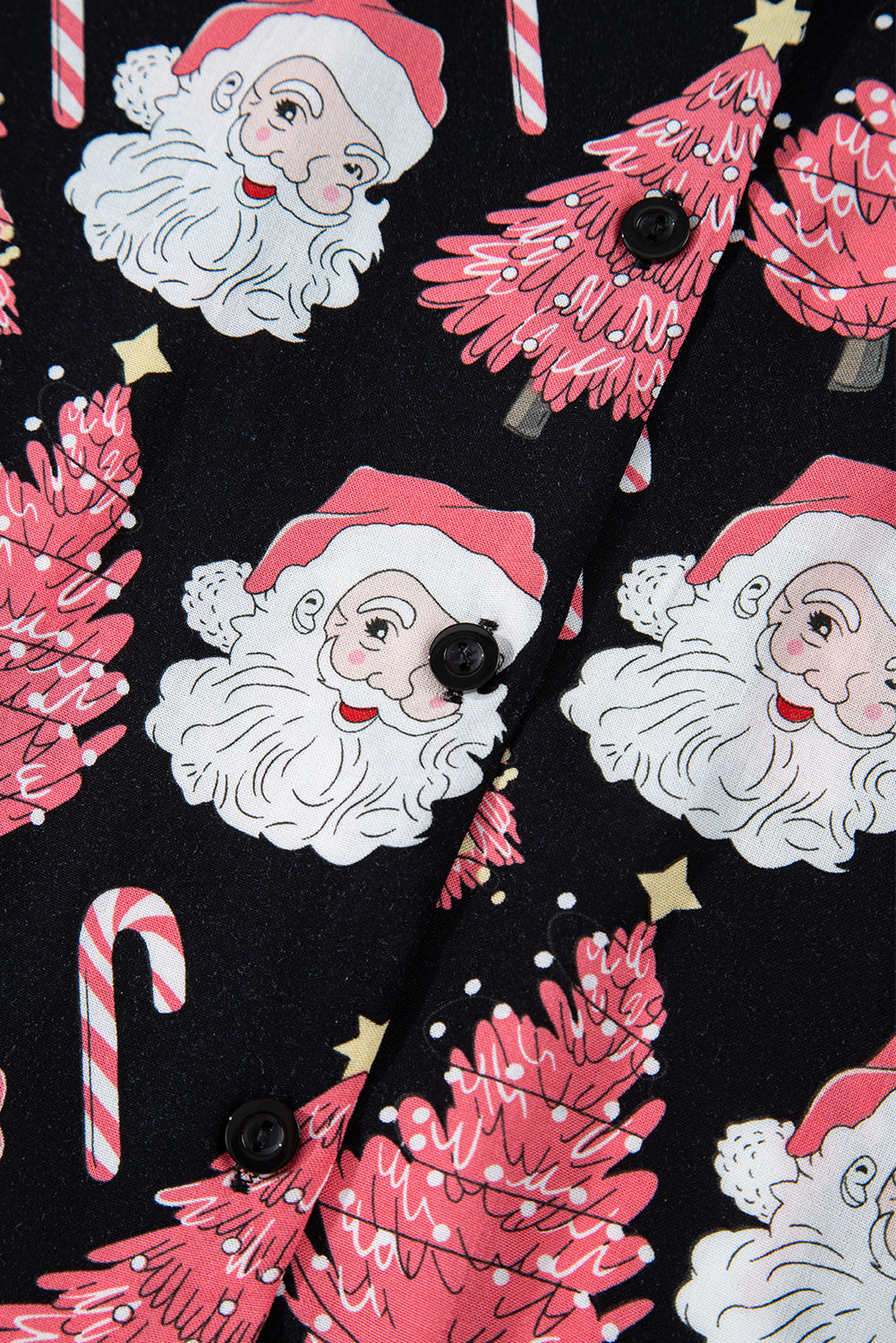 Black Christmas Santa Printed Two Piece Pyjamass Set