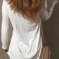 White Solid Color Ribbed Button up Tunic Cardigan